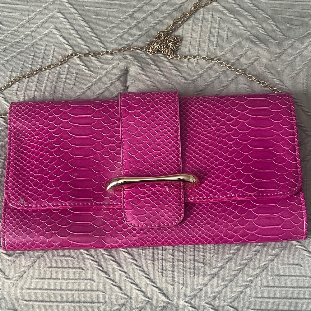 Pink Snakeskin Clutch Bag
